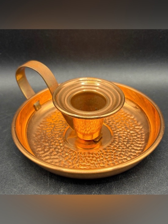 Vintage Other - Vintage Hammered Copper Bedside Portable Candlestick Tapered Candle Holder Decor